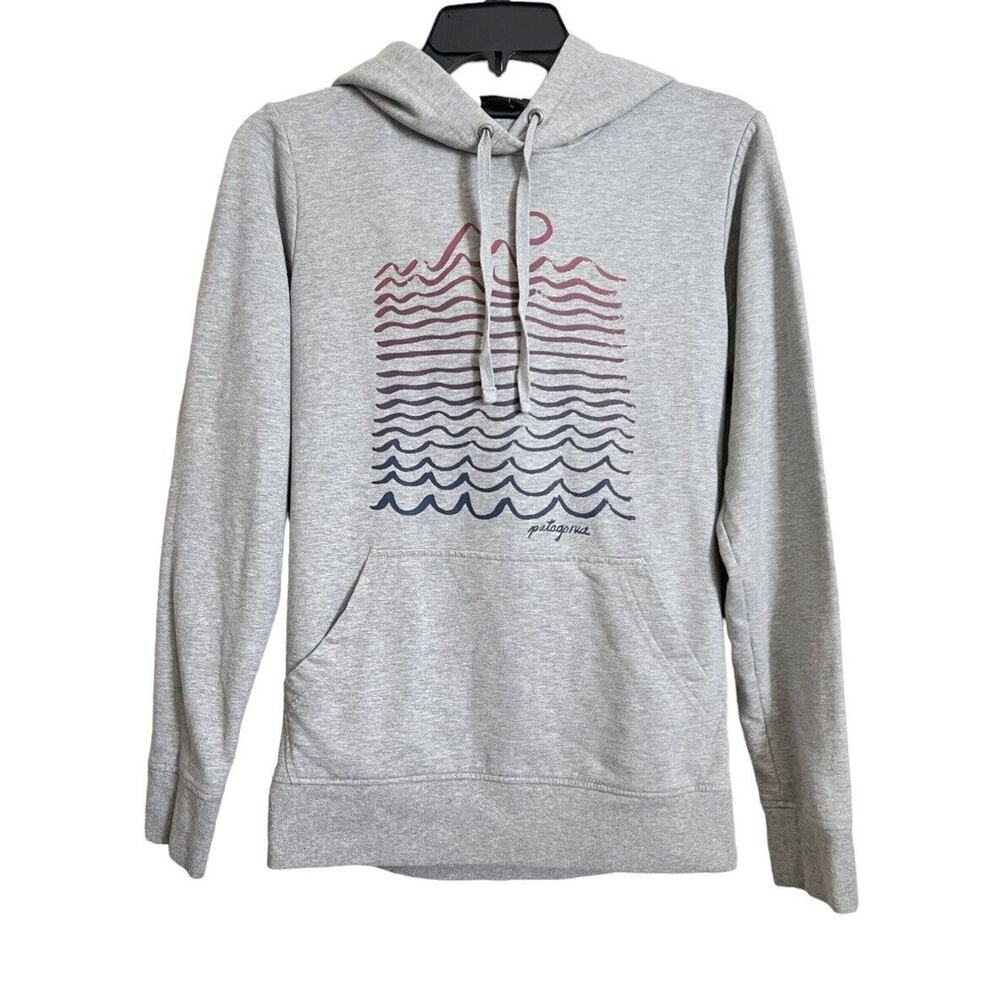 Patagonia Womens Wavy Maybe Ahnya Hooded Sweatshirt Organic Cotton Sz XS Gray